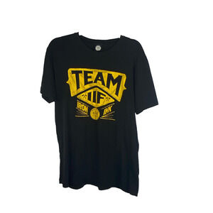 Iron and Ink Fitness T-Shirt Tee Sz L Black Tagless Team IIF Yellow Vintage Look